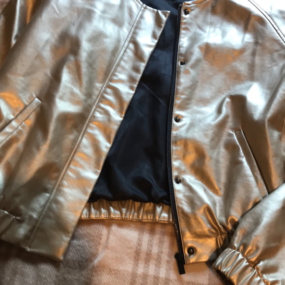Rachel Roy gold vegan leather jacket XL - Picture 3 of 11